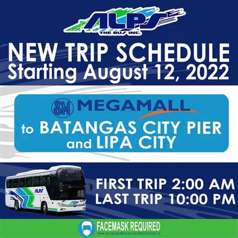 SM Megamall Terminal ALPS Bus Schedule.